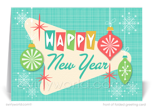 Discover the finest in retro mid-century modern Happy New Year Cards by Swirly World. Immerse yourself in atomic retro happiness with our vintage-style designs. Elevate your greetings with expertly printed, authentic retro mid-century modern cards featuring captivating atomic designs. Embrace the essence of MCM with our unique and stylish printed cards. Your New Year wishes stand out with Swirly World's signature retro flair.