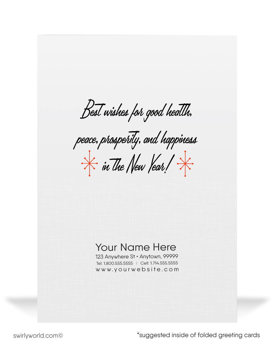 Celebrate with retro charm! Our Vintage 'Baby New Year' Tightrope Greeting Card features a playful scene, ribbon-style typography, and mid-century festive design.