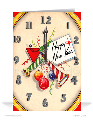 1950s vintage mid-century style retro happy new year cards