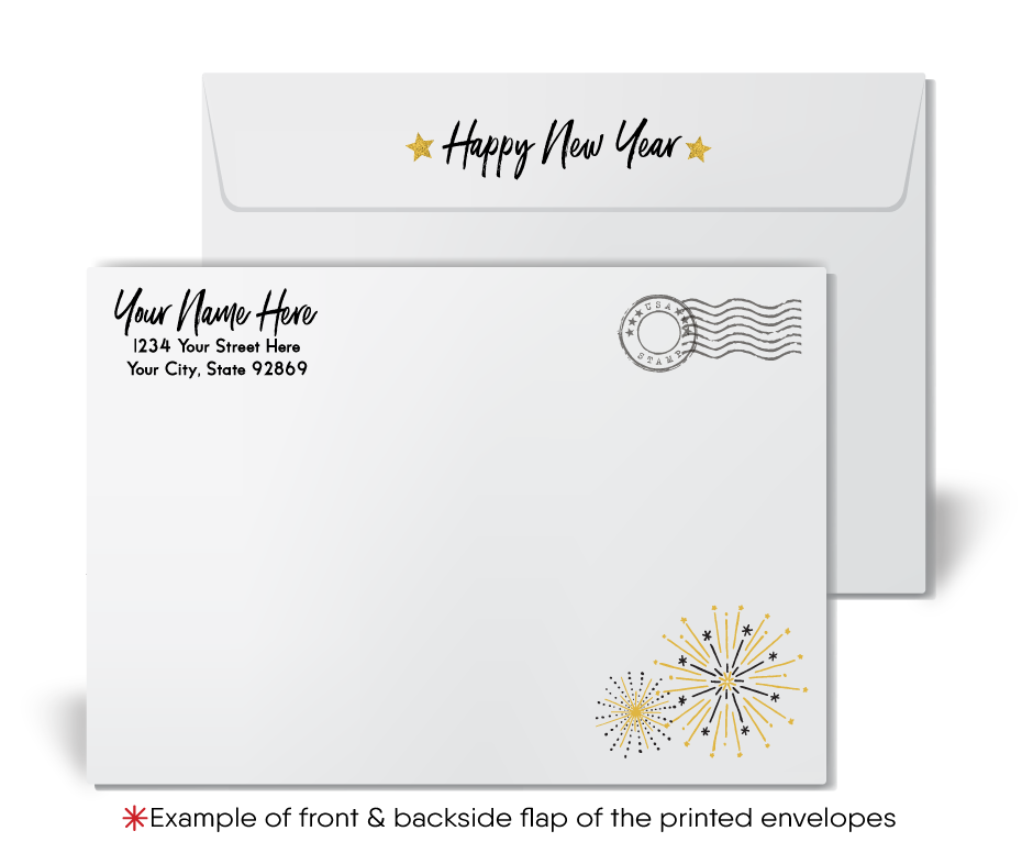 2023 Gold and black Professional Business Happy New Year Greeting Cards