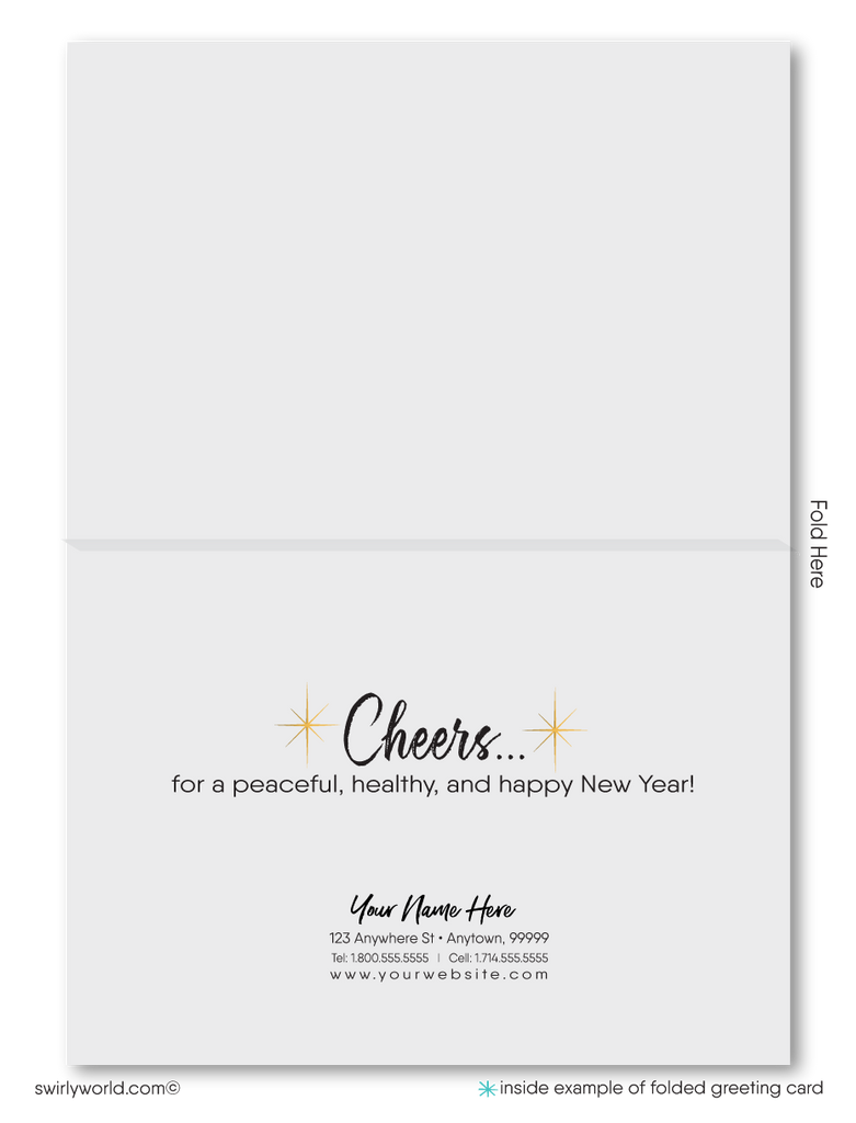 2024 Gold and Black Elegant Corporate Business Happy New Year Greeting Cards