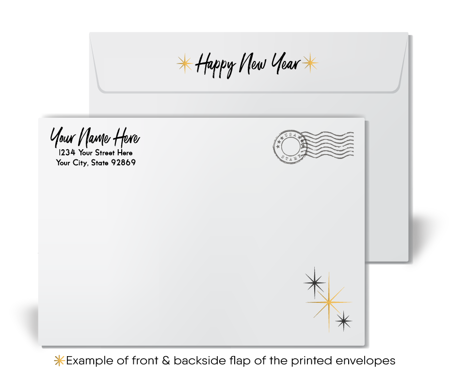 2024 Gold and Black Elegant Corporate Business Happy New Year Greeting -  swirly-world-design