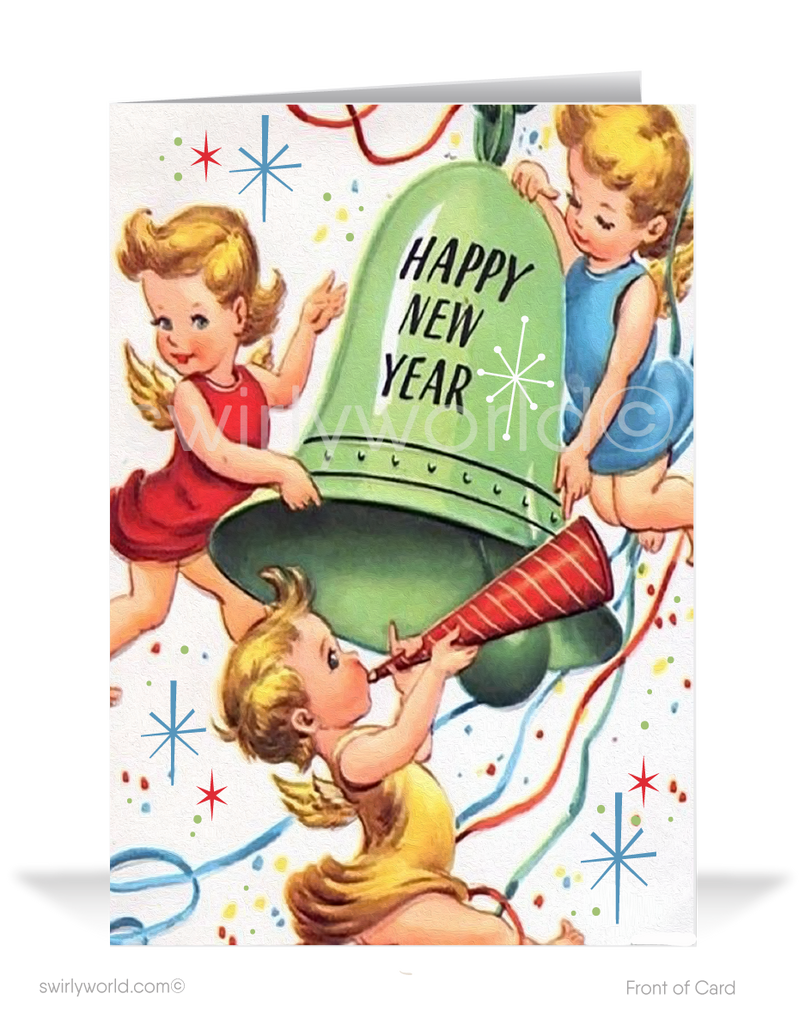 1950's vintage retro happy new year greetitng cards