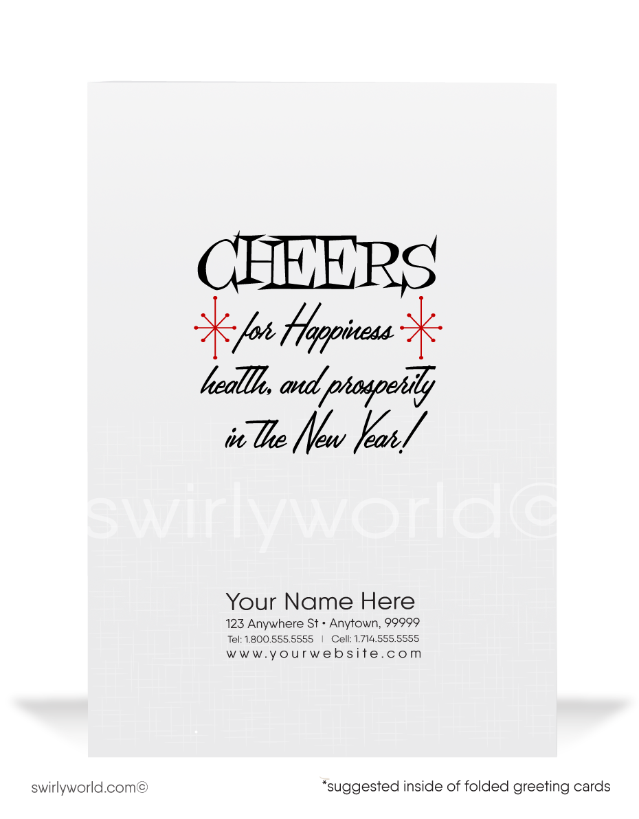 Celebrate in retro style! Our Vintage Pink Elephant New Year’s Greeting Card features a whimsical design, mid-century charm, and customizable messages.