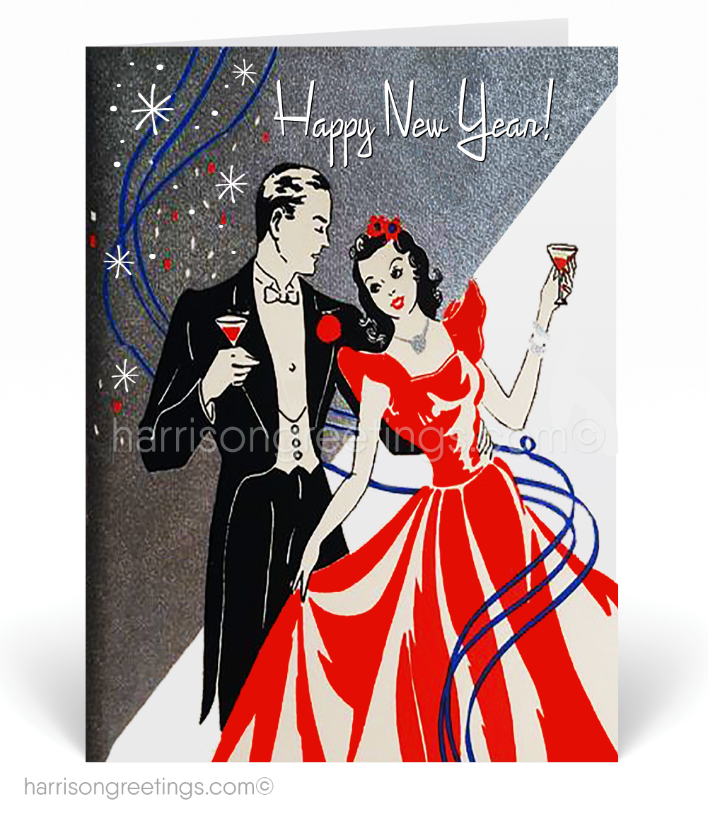 1920's Retro Art Deco Happy New Year Cards swirlyworlddesign