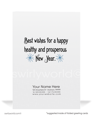 Vintage New Year Card – Art Deco Greeting Card with Festive Town Square Design