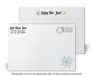 Vintage New Year Card – Art Deco Greeting Card with Festive Town Square Design