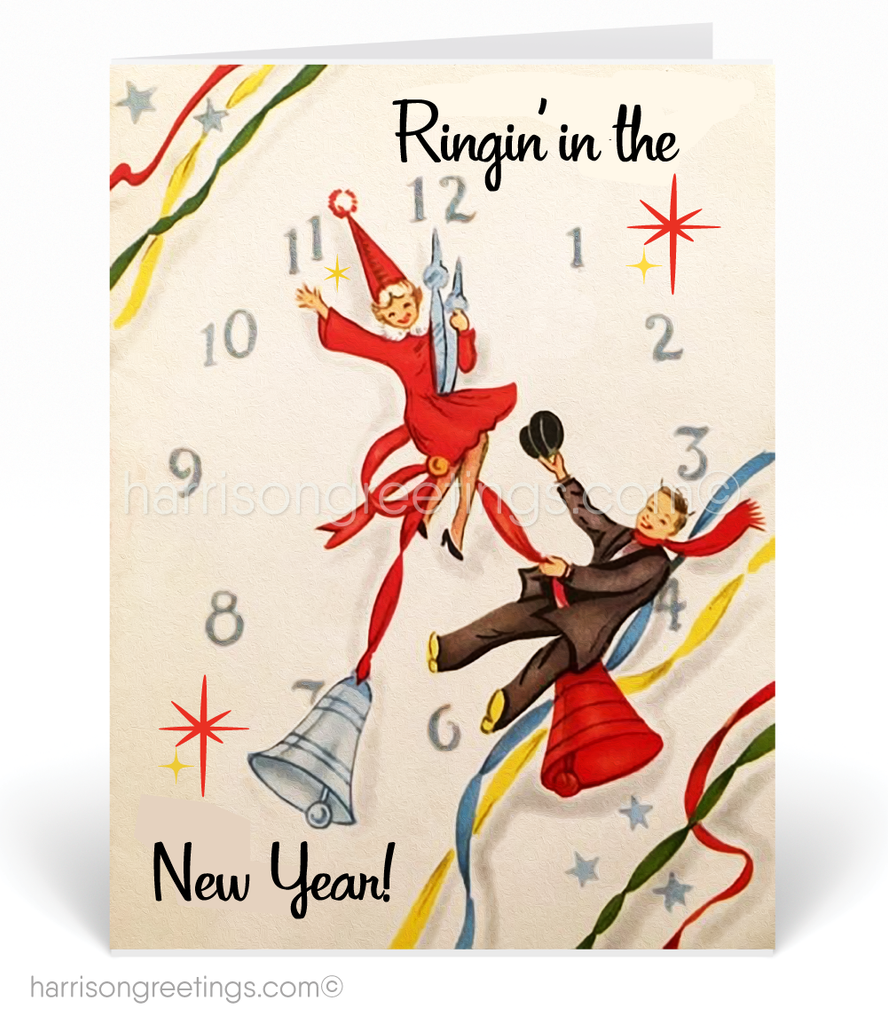 1950s Retro Modern Vintage Happy New Year Cards