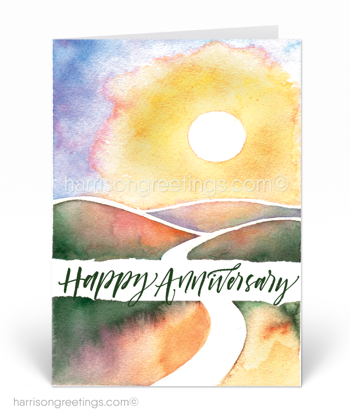 Watercolor Happy Anniversary Greeting Cards