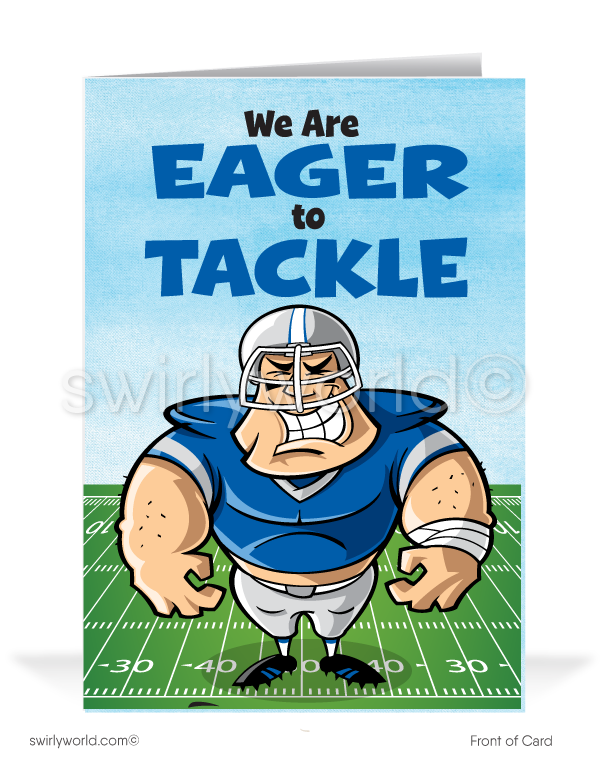 Cartoon Football Sales Prospecting Cards for Customers - swirly