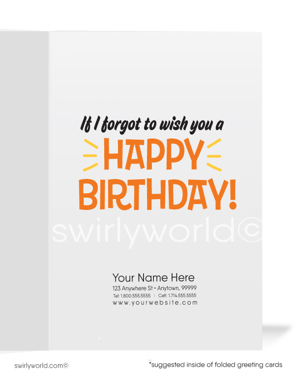 Humorous Funny Customer Happy Birthday Cards for Business