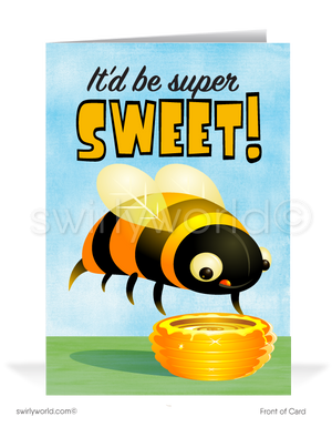 Cartoon Bee Prospecting for New Customer Cards