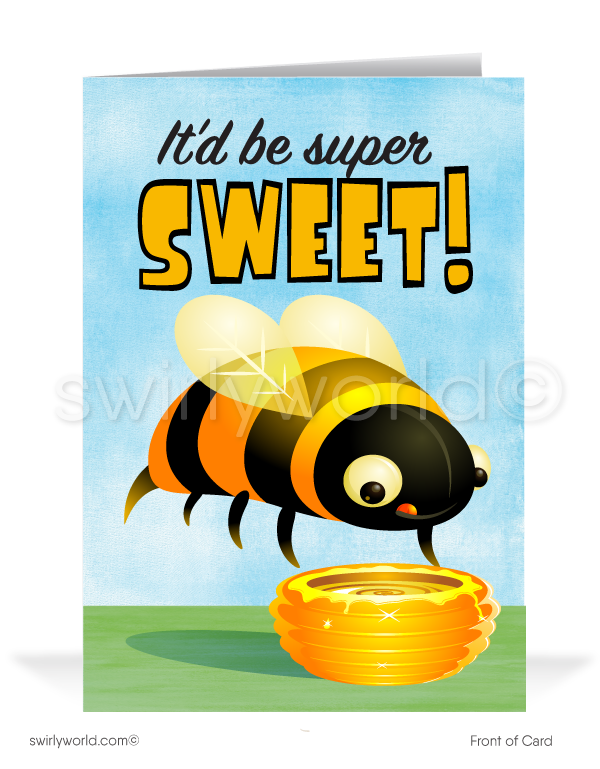 Cartoon Bee Prospecting for New Customer Cards