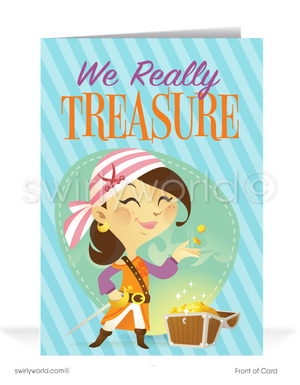 We Treasure Your Business Cartoon Pirate Thank You Cards