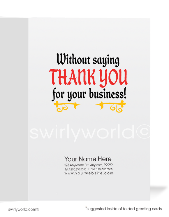 Medieval Knight Cartoon Business Thank You Cards for Customers