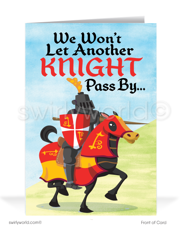 Medieval Knight Cartoon Business Thank You Cards for Customers