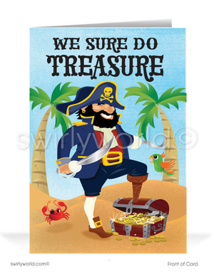 Funny Pirate "I Treasure Your Business" Humorous Thank You Cards for Business 
