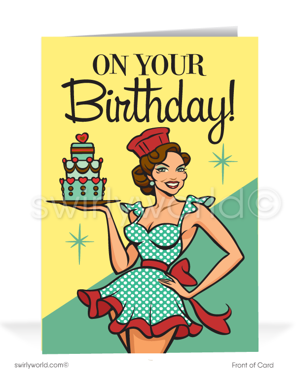 Cute Retro Pin-up Girl Funny Business Happy Birthday Cards