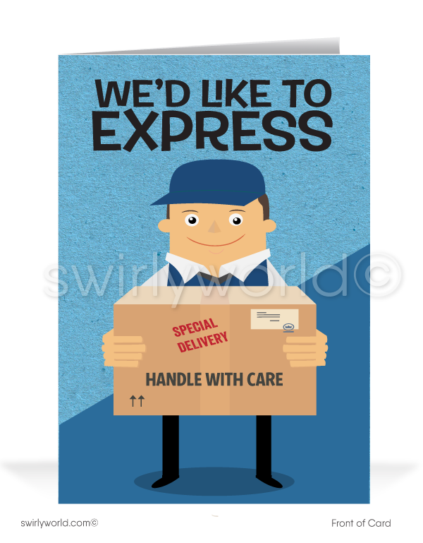 Express My Thanks Business Customer Cartoon Cards