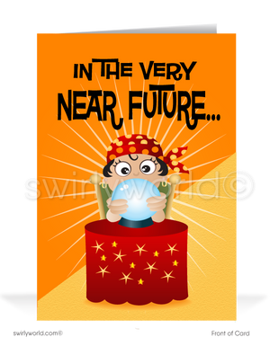 Clever Fortune Teller Business Happy Birthday Cards for Clients
