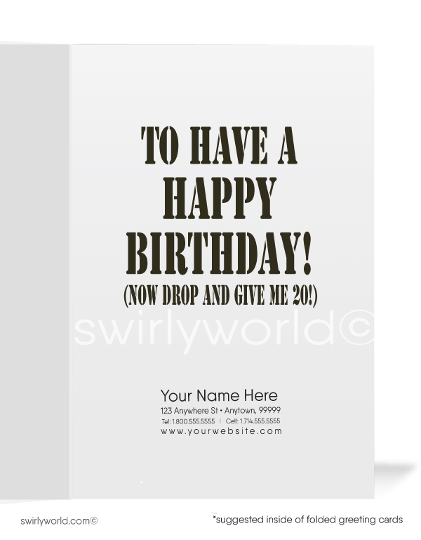 Funny Military General Business Happy Birthday Cards for Customers