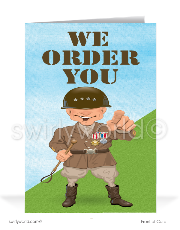 Funny Military General Business Happy Birthday Cards for Customers