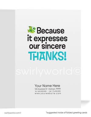 Funny Cartoon Crab "I Hope You Get The Message" Thank You Cards for Customers