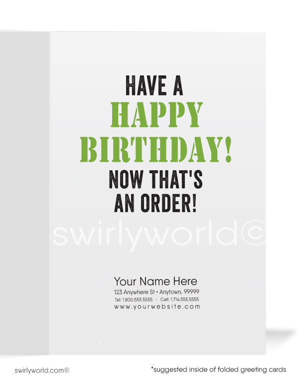 Funny Military Business Happy Birthday Cards for Customers