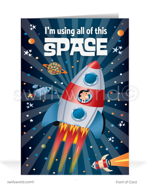 Astronaut in Rocket "Using All This Space To Say Thank You" Cards for Customers