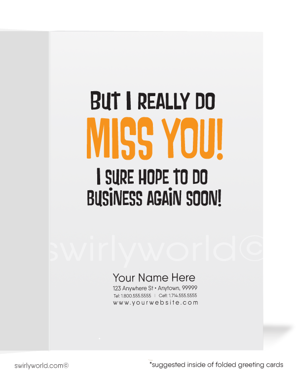 Funny Cartoon Bee Miss Your Business Customer Outreach Greeting Cards
