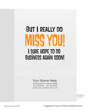 Funny Cartoon Bee Miss Your Business Customer Outreach Greeting Cards