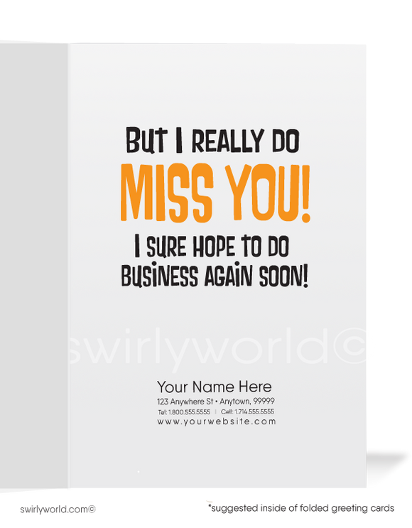 Funny Cartoon Bee Miss Your Business Customer Outreach Greeting Cards