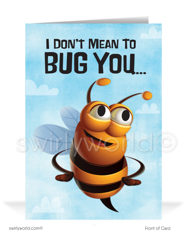 Funny Cartoon Bee Miss Your Business Customer Outreach Greeting Cards