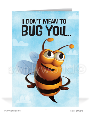 Funny Cartoon Bee Miss Your Business Customer Outreach Greeting Cards