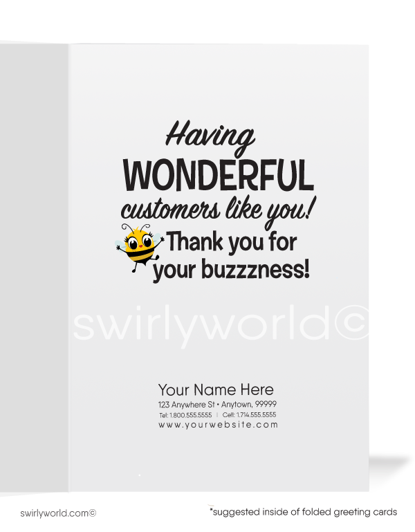 Honey Bear "Sweet on Your Business" Thank You Cards for Customers