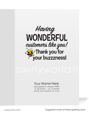 Honey Bear "Sweet on Your Business" Thank You Cards for Customers