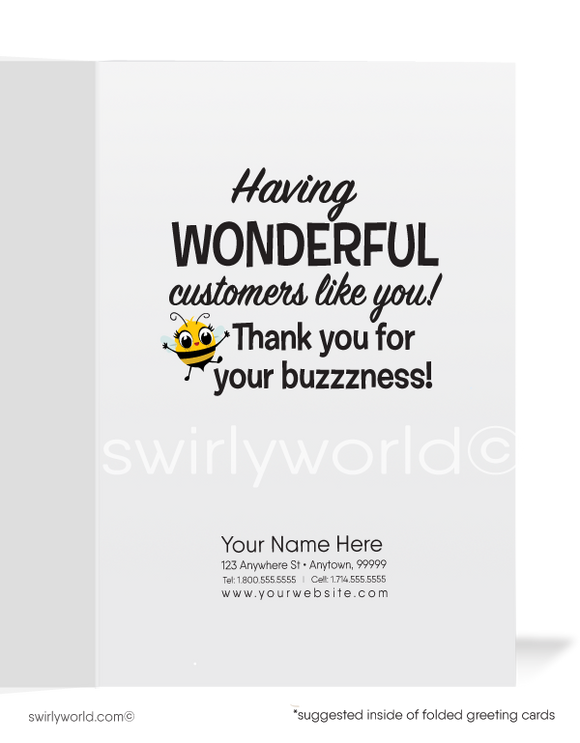 Honey Bear "Sweet on Your Business" Thank You Cards for Customers
