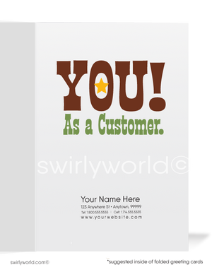 Wanted Cowboy Sheriff Prospecting Sales Marketing Cards for New Customers