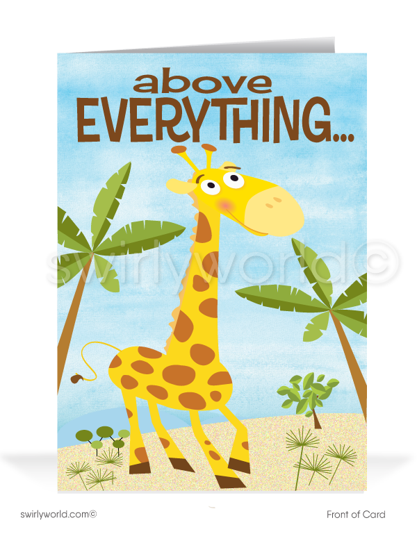 Giraffe Humorous Business Thank You Cards for Customers