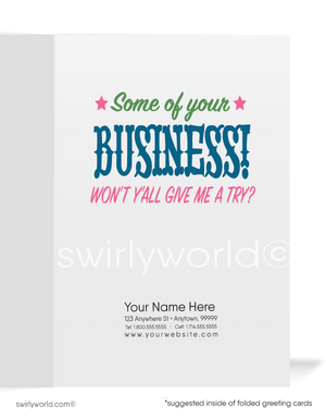 Cute Cowgirl Women in Business Prospecting Sales Cards for Customers