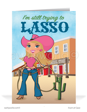Cute Cowgirl Women in Business Prospecting Sales Cards for Customers