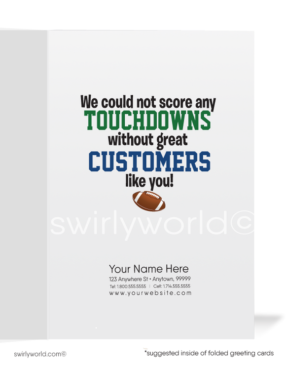 "Way to Score" Sports Football Theme Business Thank You Cards for Customers