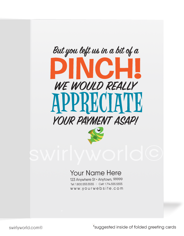 Funny Cartoon Crab in a Pinch Past-Due Bill Collection Greeting Cards