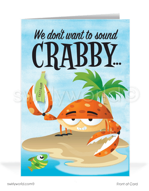 Funny Cartoon Crab in a Pinch Past-Due Bill Collection Greeting Cards