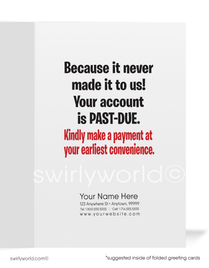 Funny Running Mailbox Past-Due Bill Collection Greeting Cards