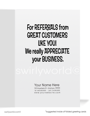 Funny Humorous Thank You For Your Referral Greeting Cards for Clients