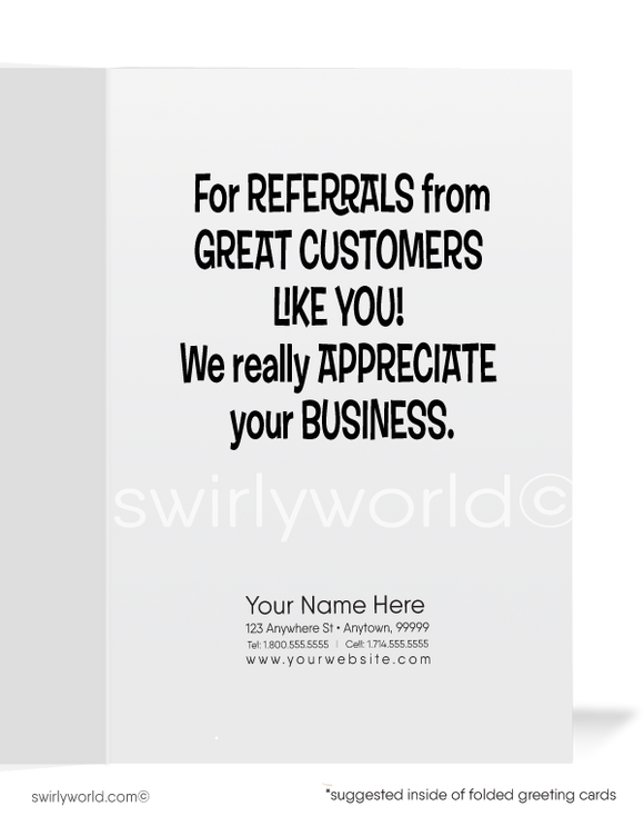 Funny Humorous Thank You For Your Referral Greeting Cards for Clients