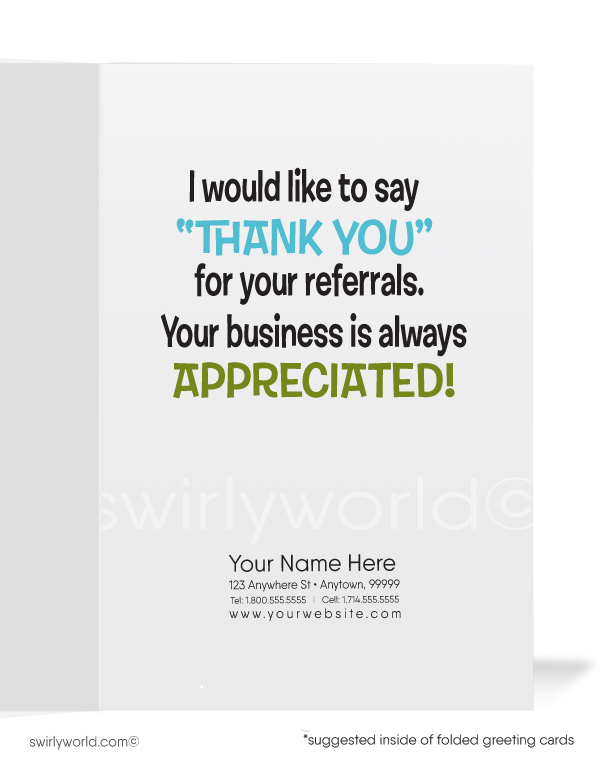 Funny Client Thank You For Your Referral Greeting Cards for