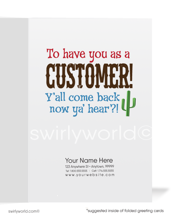 Sheriff Cowboy "It's Good Doing Business With You" Customer Thank You Cards