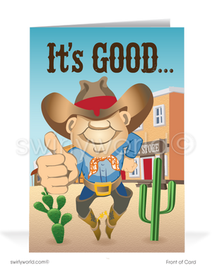 Sheriff Cowboy "It's Good Doing Business With You" Customer Thank You Cards
